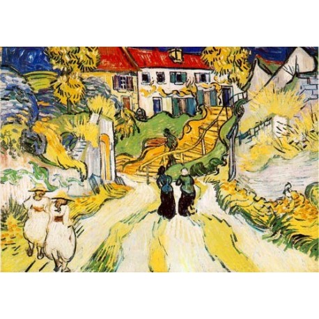 Village Street and Stairs with Figures by Vincent Van Gogh 