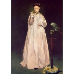 Woman with Parrot 1866 By Edouard Manet - Art gallery oil painting reproductions