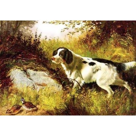 Dog and Quail By Arthur Fitzwilliam Tait - Art gallery oil painting reproductions