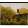 Rabbits on a Log  By Arthur Fitzwilliam Tait - Art gallery oil painting reproductions