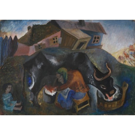 The Milker by Issachar Ber Ryback Jewish Art Oil Painting Gallery