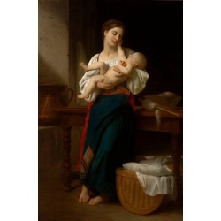 Premieres Caresses by  William Adolphe Bouguereau - Art gallery oil painting reproductions