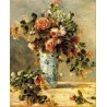 Roses and Jasmine in a Delft Vase by Pierre Auguste Renoir