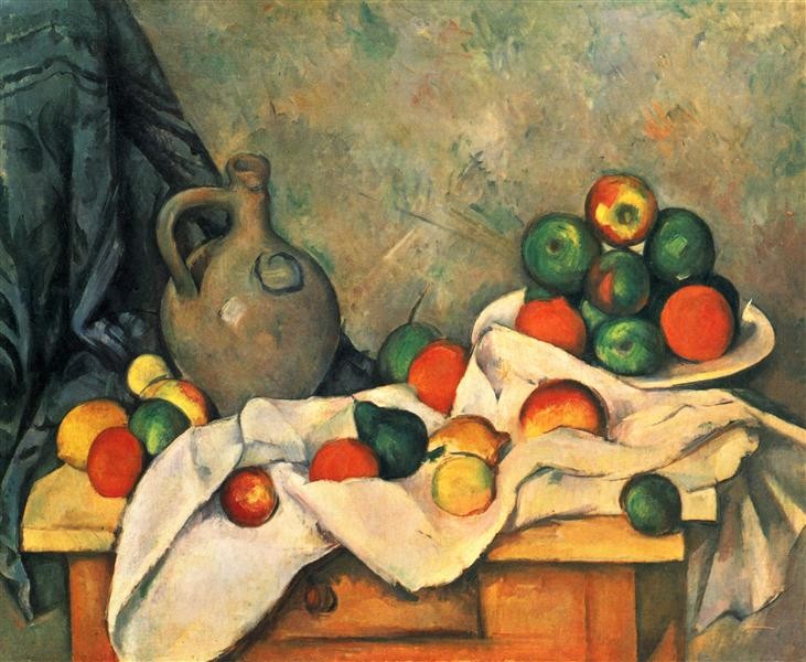 Fruit Bowl, Pitcher and Fruit by Paul Cézanne Painting Reproduction