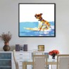Surfing Dog - Hand-Painted Animal Wall Art Modern Oil Painting