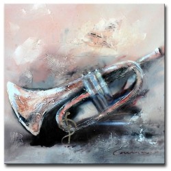 Trumpet Abstract- Hand-Painted Music Home decor wall art oil Painting