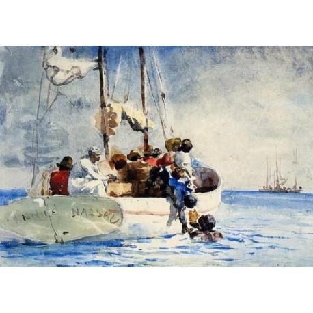 Sponge Fishing by Winslow Homer - Art gallery oil painting reproductions