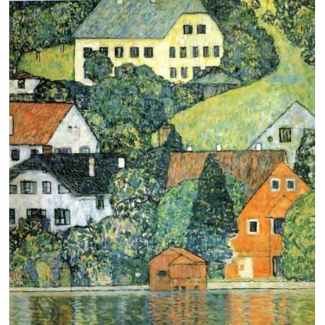 Houses at Unterach on the Attersee by Gustav Klimt- Art gallery oil painting reproductions