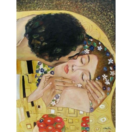 The Kiss, detail by Gustav Klimt-Art gallery oil painting reproductions