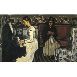 Young Girl at the Piano by Paul Cezanne - Overture to Tannhauser, 1868-Art gallery oil painting reproductions