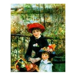 On the Terrace (Two Sisters) by Pierre Auguste Renoir-Art gallery oil painting reproductions
