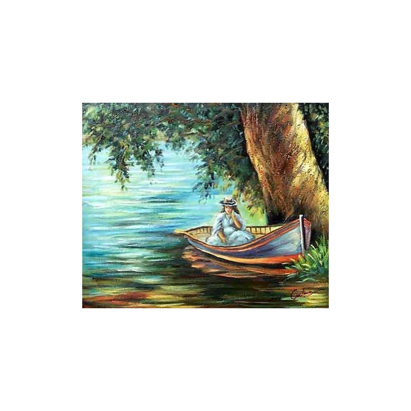 Woman in a Boat by Pierre Auguste Renoir-Art gallery oil ...